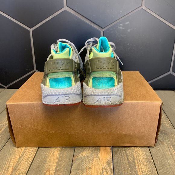 Used W/O Box! Mens Nike ID Air Huarache Running Teal White Elephant Size 11 - Picture 4 of 6